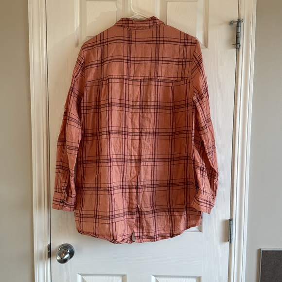 Free People - 100% Linen Oversized Plaid Top - M - Picture 4 of 7